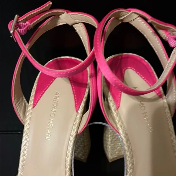 Antonio Melani Pink and Tan Platform Sandals - Picture 5 of 8
